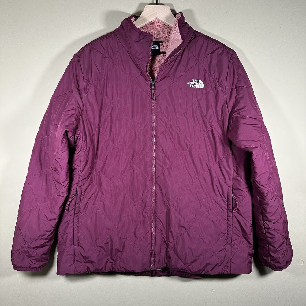 The North Face Women’s XL Plum Quilted Sherpa Lined Full Zip Winter Jacket